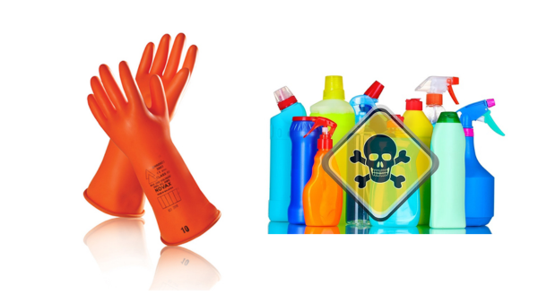 găng tay cách điện dính hoá chất