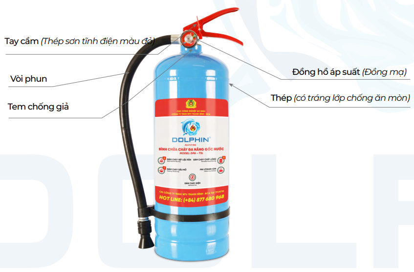 Bình chữa cháy gốc nước Dolphin DPA-T3L